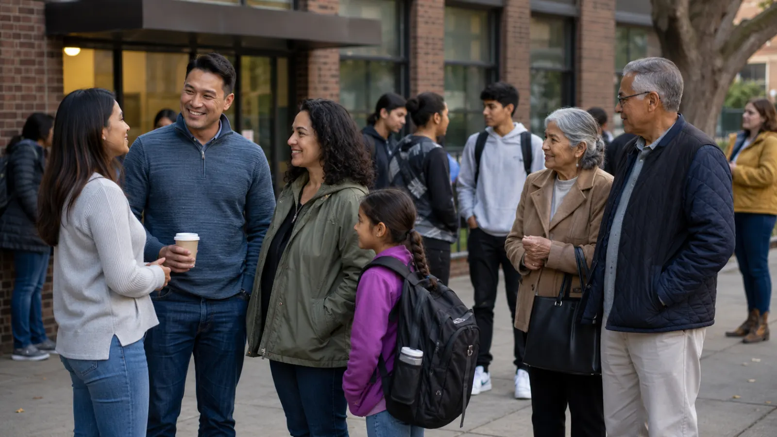 Several generations of a migrant family balancing home traditions with school and workplace life.
